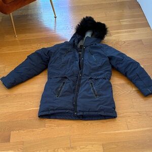 Jack Wolfskin Dark Blue/Navy Puffer/Insulated Down Jacket with Hood, Women's XS